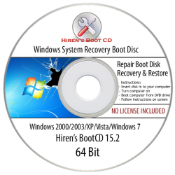 Windows (XP, 7, Vista, 2000, 2003) System Recovery, Restore, Repair Boot Disk CD Tool (32/64Bit)