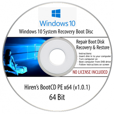 Windows 10 System OS, Recovery, Restore, Repair Boot Disc CD Tool to Fix PC Easy (64Bit)