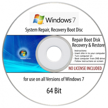 Windows 7 System OS, Recovery, Restore, Repair Boot Disc CD Tool to Fix PC Easy (32/64Bit)