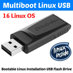 Bootable Multiboot Linux 64GB USB with 16 Distros (64 Bit)
