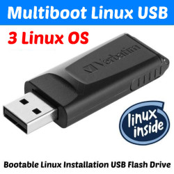 Bootable Multiboot Linux 8GB USB with 3 Distros  (64 Bit)